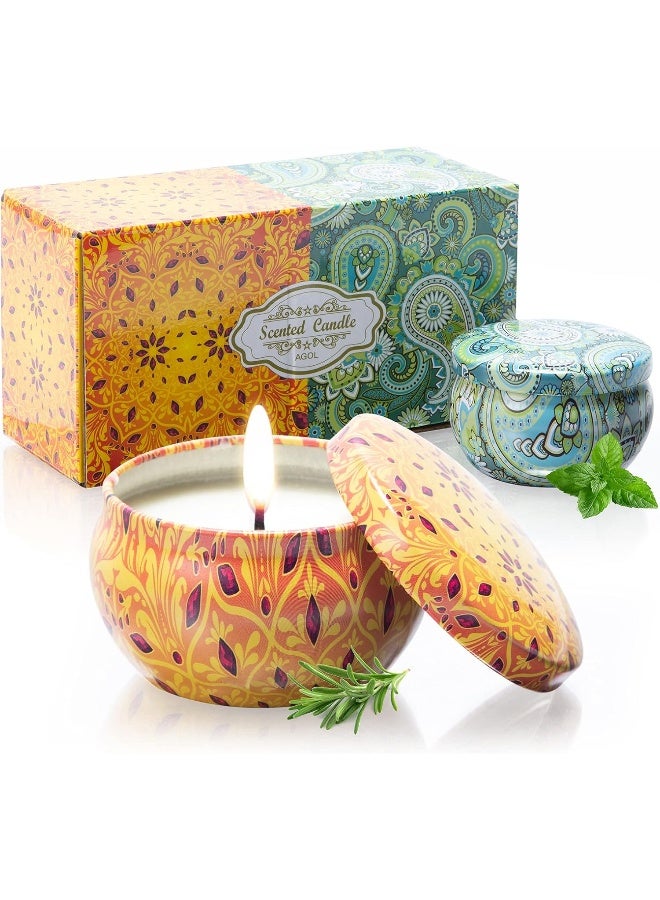 AGOL Aromatherapy Candles for Home Scented, 2 Pack 2.5 oz Natural Fresh Rosemary and Vanilla Scented Candles Gifts for Women, Portable Small Candles Gifts for Mother's Day, Birthday, Christmas - Image 1